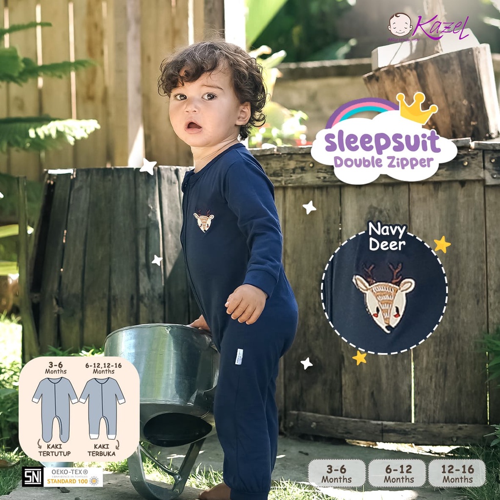 Kazel Sleepsuit Bordir Buka Kaki - Sleepsuit Unisex