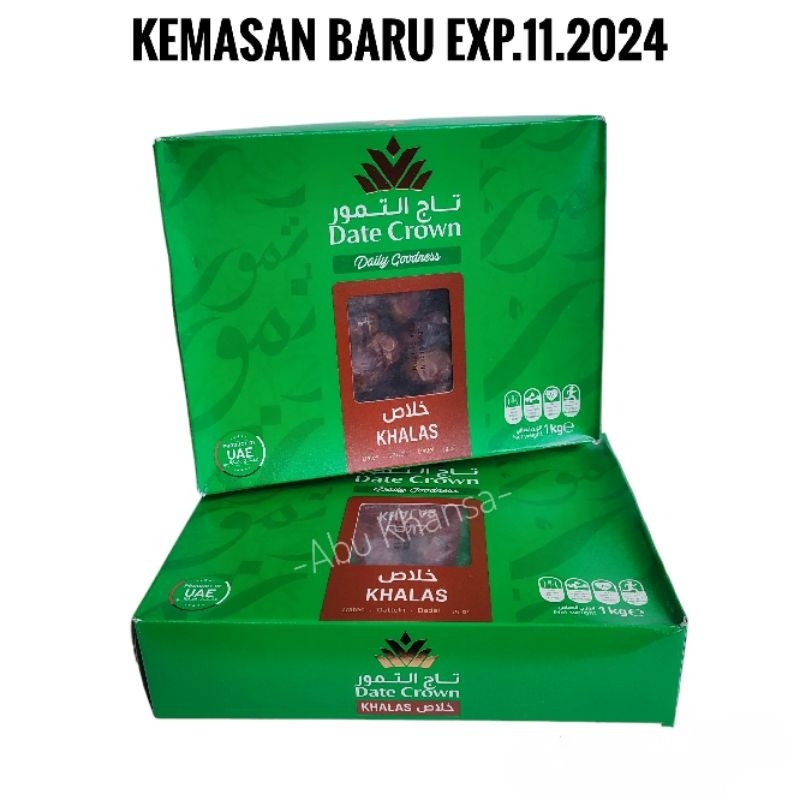 Kurma Date Crown Khalas 1 kg Kemasan Terbaru Exp Masih Lama