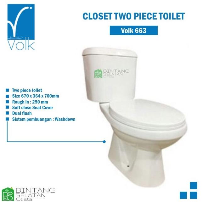 :>:>:>:>] KLOSET DUDUK VOLK/ CLOSET TWO PIECE TOILET VOLK 663 MONOBLOK PUTIH