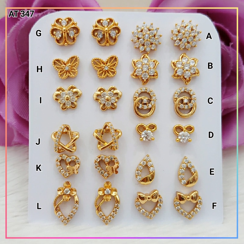 Anting xuping dewasa tusuk kupu bunga perhiasan lapis emas gold  AT 347