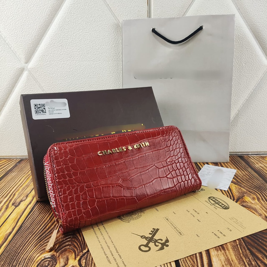 TERBARUU!!! CK DOMPET WANITA MINI LONG WALLET (FREEBOX + PAPERBAG) - DOMPET WANITA CNK CROC - EFFECT SMALL WALLET WITH BOX - Dompet / Wallet wanita import bahan kulit / CK TOP ZIP + BOX NAGITABAGS 2055