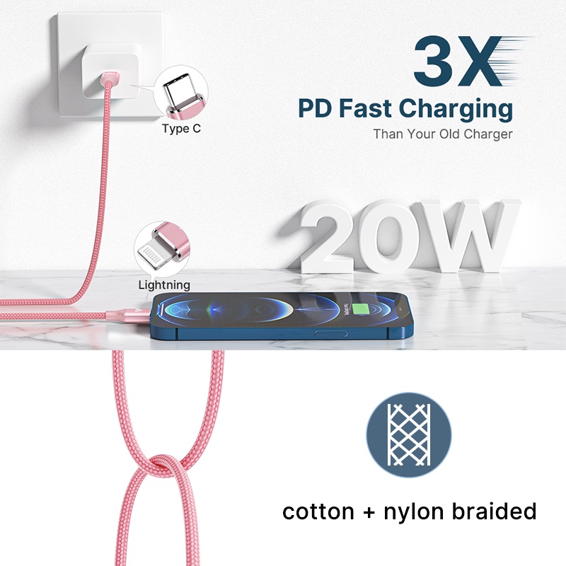 USB C to Lightning Cable 2 Pack 2M + 1M iPhone Fast Charging Cable MFi Certified Power Delivery Fast Lightning to USB Type C iPhone Cable Charging Cable for iPhone 14 13 12 11 Pro Max X XS XR 8 SE, iPad