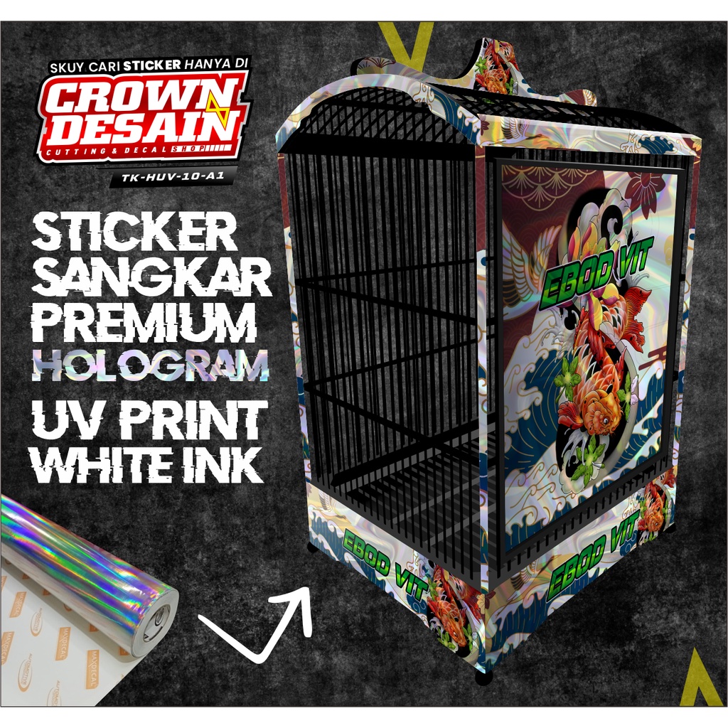 Stiker sangkar kotak ebod vit - decal tebok kenari kotak TK-HUV