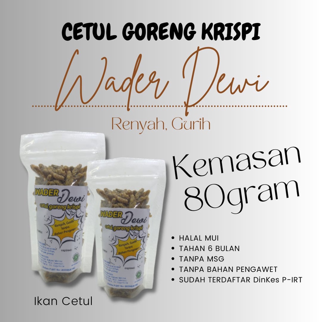 

WADER DEWI - IKAN CETUL / BABY FISH GORENG CRISPY 80GR