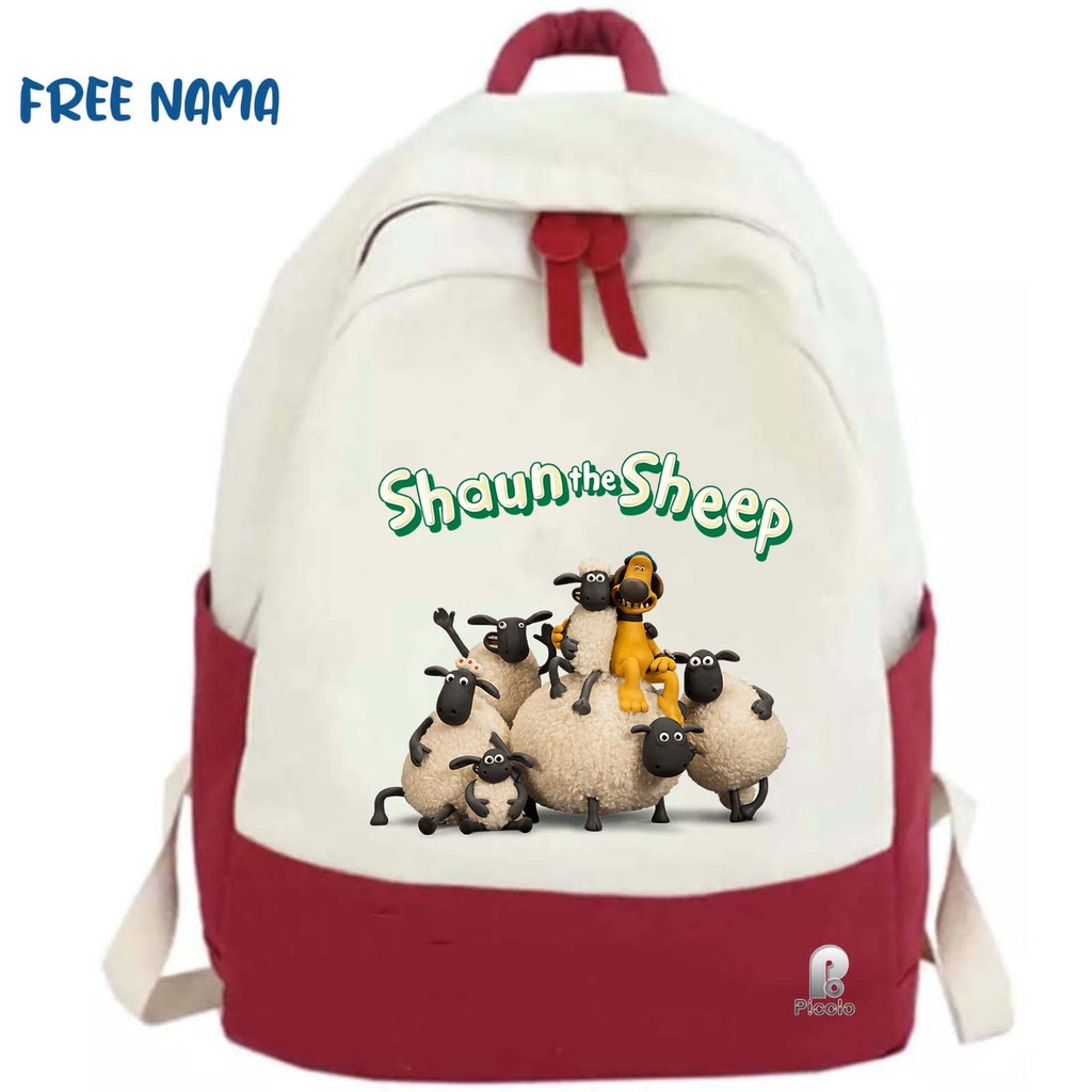 TAS RANSEL BACKPACK ANAK SEKOLAH MOTIF KARTUN SHAUN THE SHEEP UNISEX (FREE NAMA)