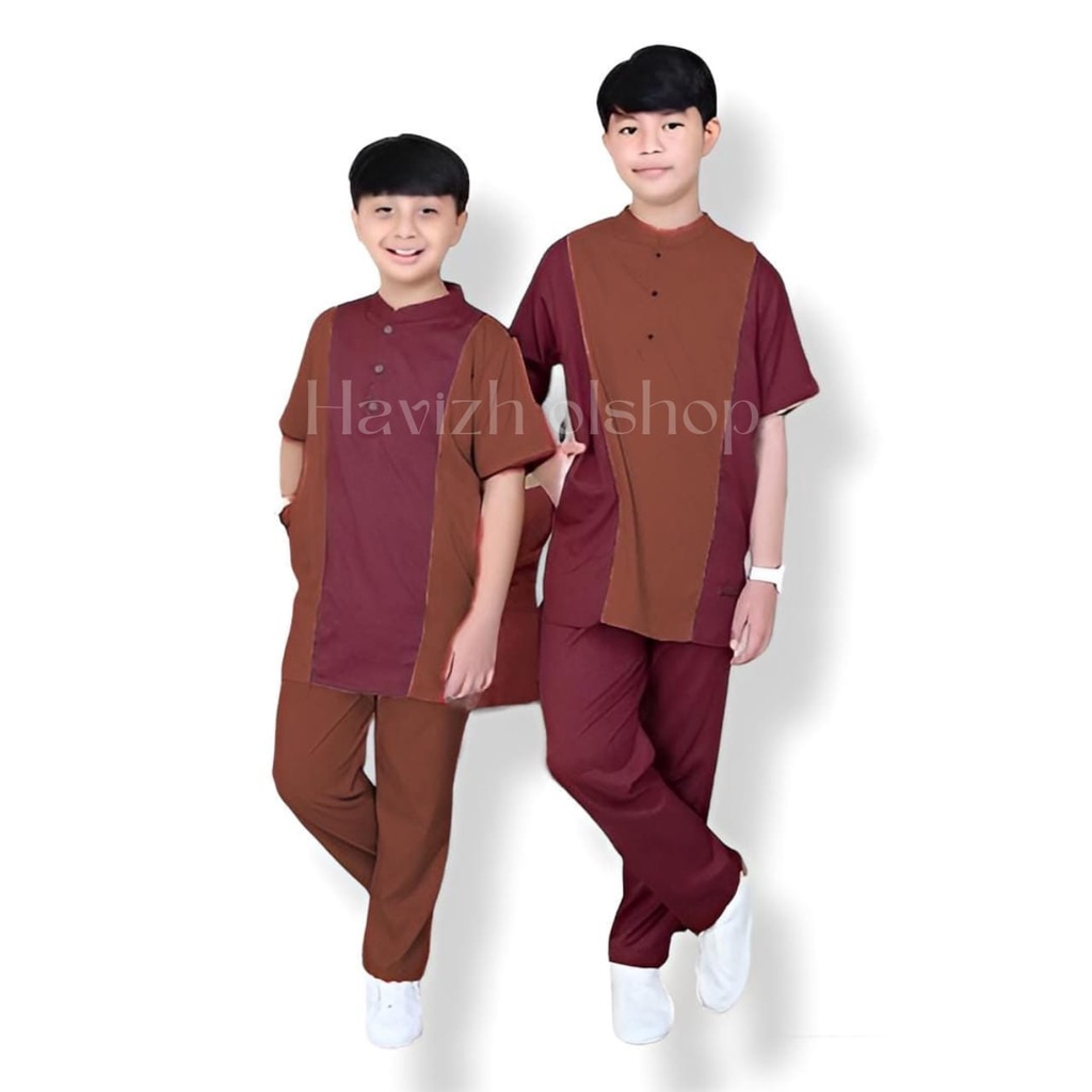 Set Muslim Anak Laki-laki 3-12 Tahun// Koko Lengan Pendek