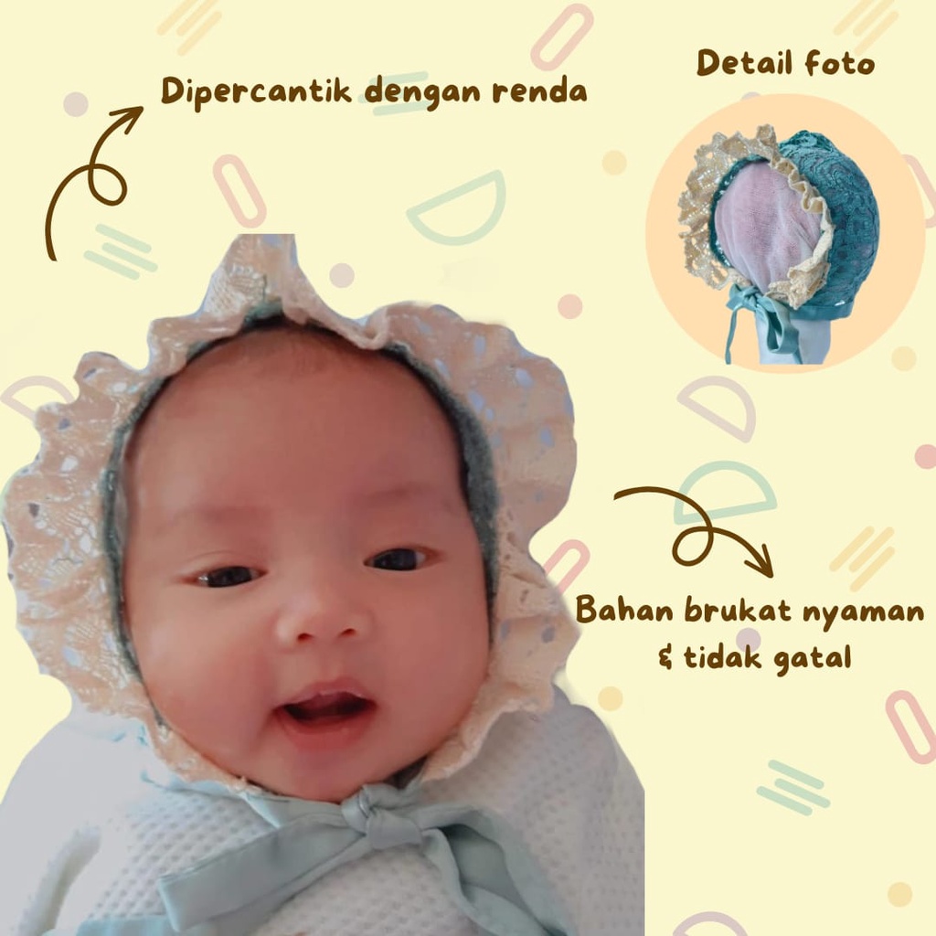 TOPI BONNET BAYI TOPI BRUKAT RENDA BONNET LUCU