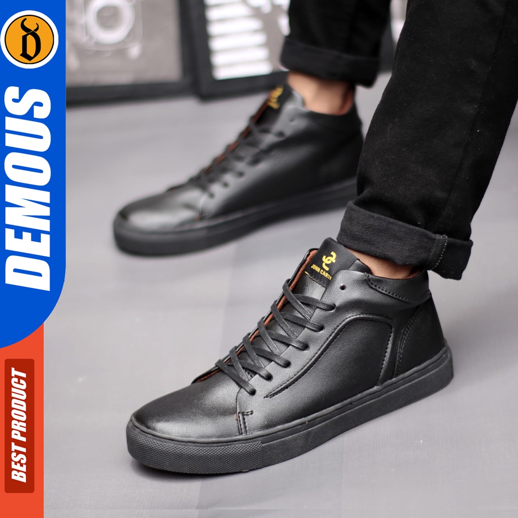 DEMOUS Rebellion - Sepatu Sneakers Pria Hitam Kerja Casual