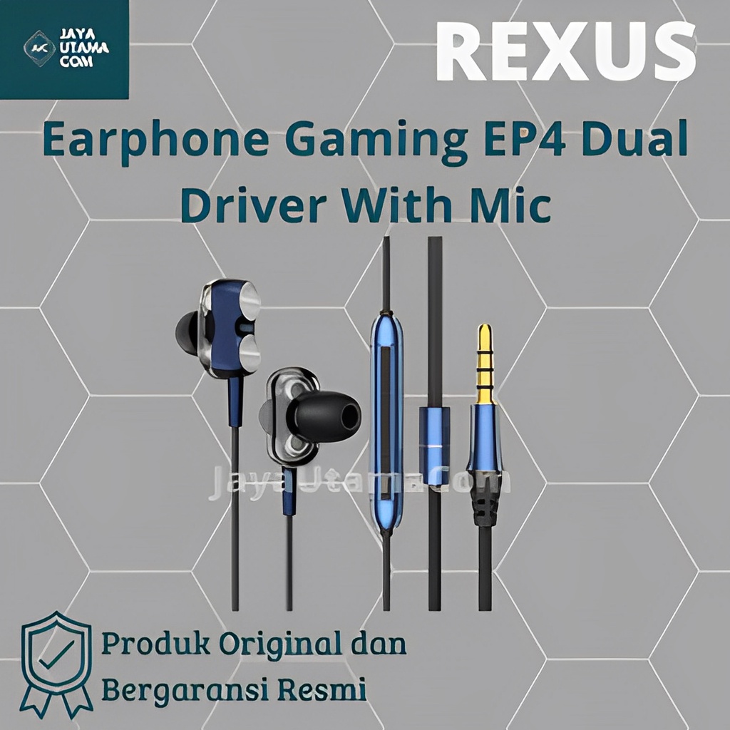 Rexus Earphone Gaming EP4 Dual Driver With Mic Original