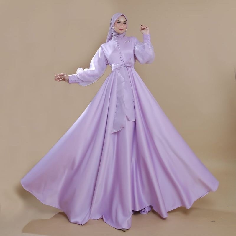 RAMADANI Dress full Umbrella lengan bishop organza by zenira butik / Baju Lebaran mewah / Couple kondangan / Wisuda / Lamaran / Prewedding / ukuran Kecil hingga jumbo