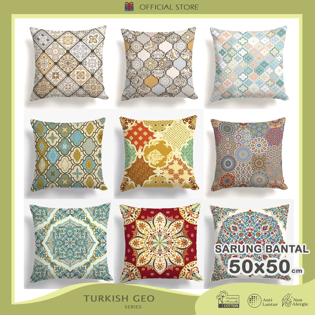 COVER SARUNG Bantal Sofa Print Motif Turkish Geo 50x50 cm - Pusat Kado Murah