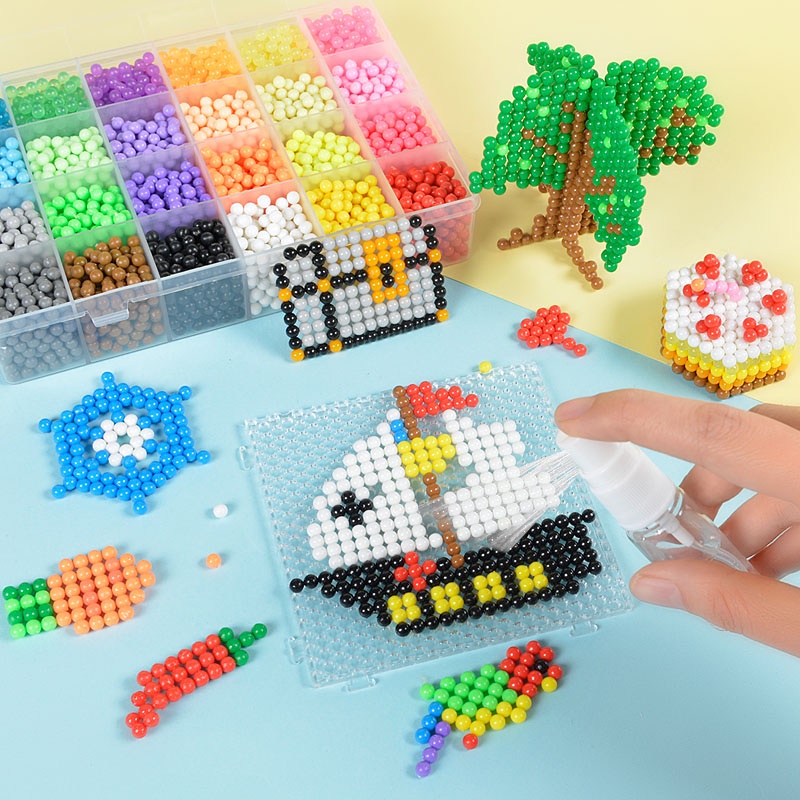 10warna 900 Pcs Kabut Air magic water soluble beads set box Diy Anak handmade puzzle beads puzzle Mainan Aksesoris