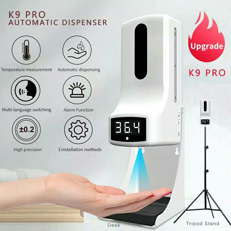 Thermometer Infrared Digital + Automatic Dispenser Handsanitizer K9 PRO