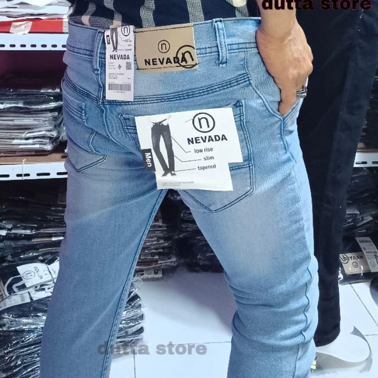 LANGSUNG KIRIM Celana Panjang Jeans pria Jean Dewasa Melar Nevada Bahan Melar