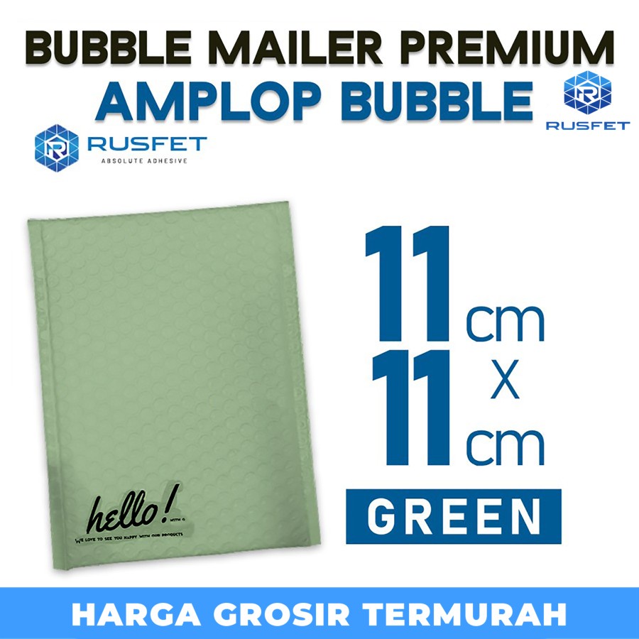 

Amplop bubble mailer envelop packing bubble rusfet green 11x11 cm