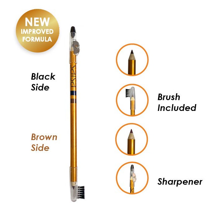 (GOLD) SALSA Eyebrow Guru - Pensil Alis 4in1 (Brown, Black, Serutan, Sikat)