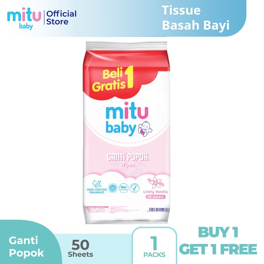 Mitu Baby Wipes Tisu Basah Ganti Popok Bayi isi 50 Lembar