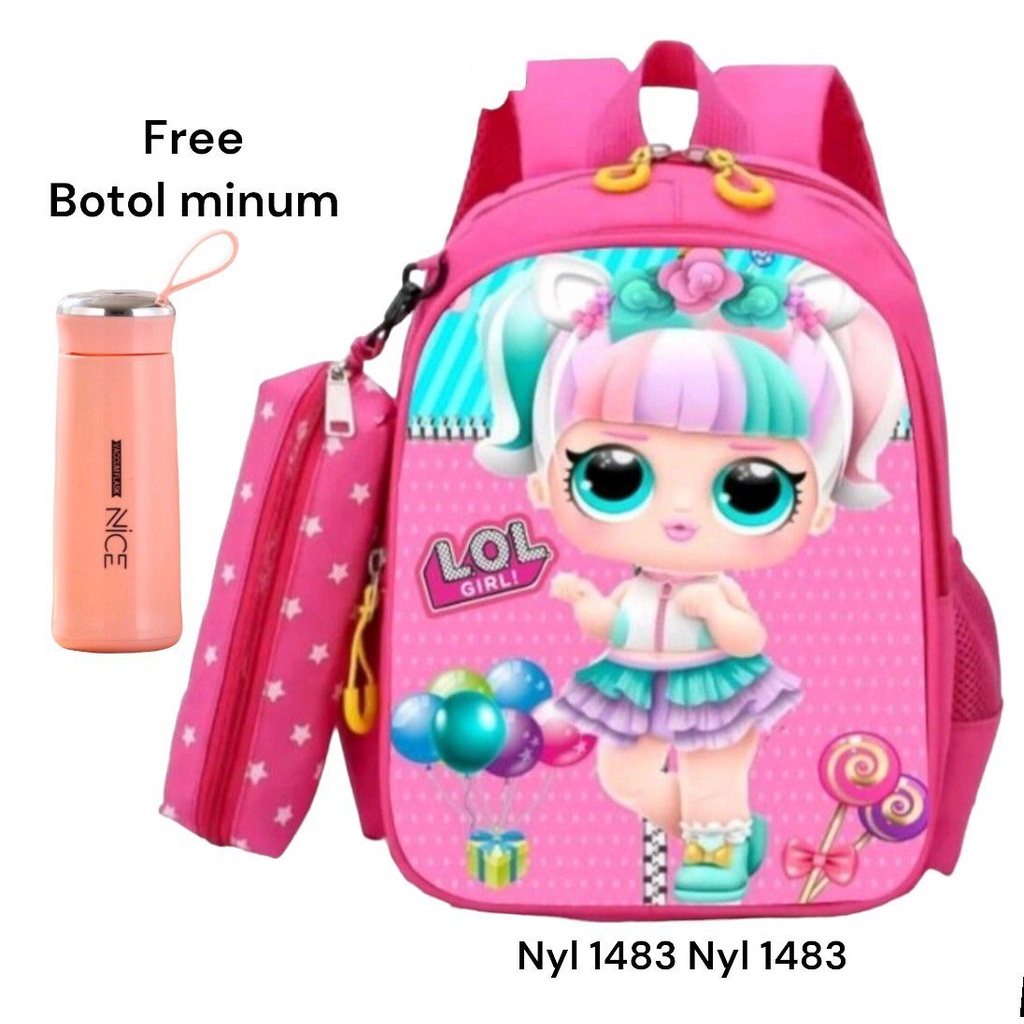 Tas Sekolah Anak Perempuan HELLO KITTY SD SMP SMA Ransel Kerja Tas Sekolah Anak Laki-Laki Free Botol Minum Kaca
