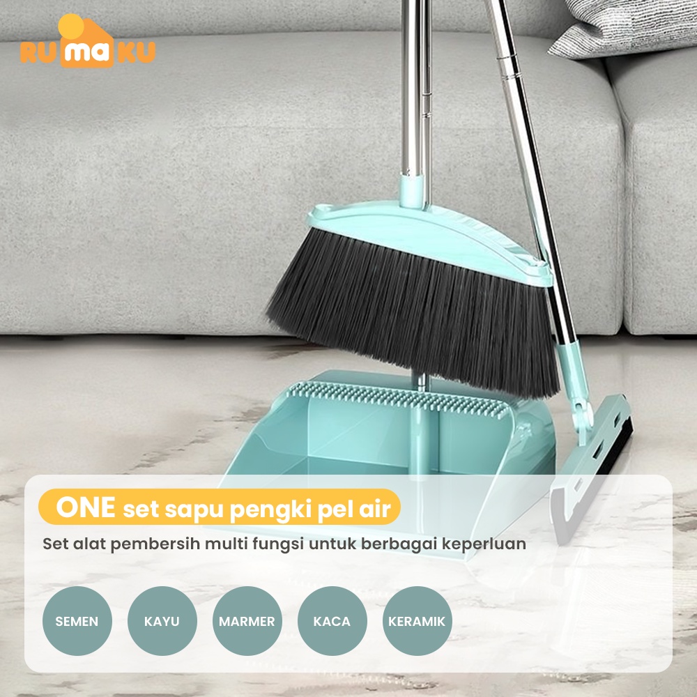 Rumaku Broom Set Dustpan Set Sapu Pengki Alat Pembersih Praktis Minty