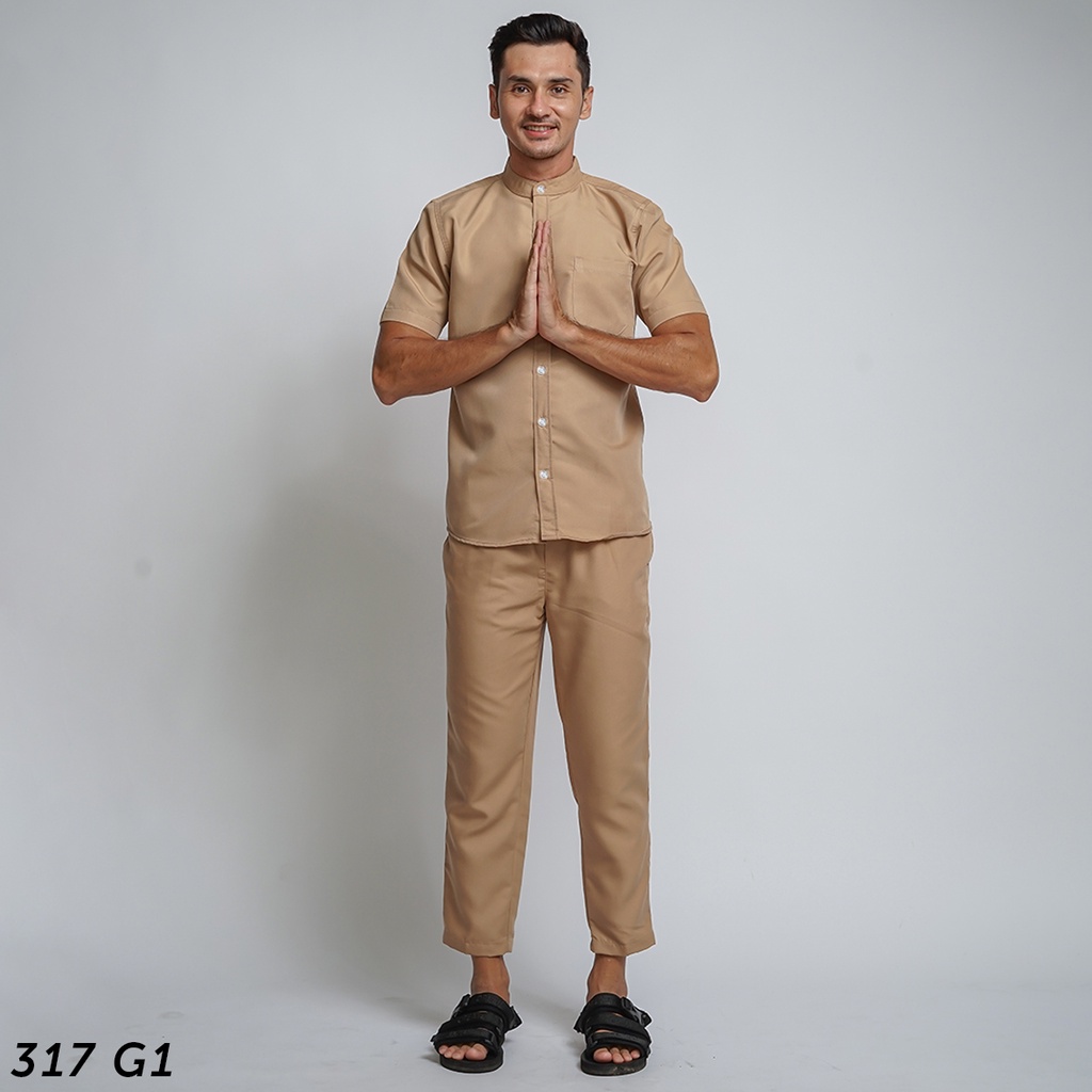 HSRM Ox Shirt 1 Set Cream Kemeja Kerah Shanghai Lengan Pendek 317 G