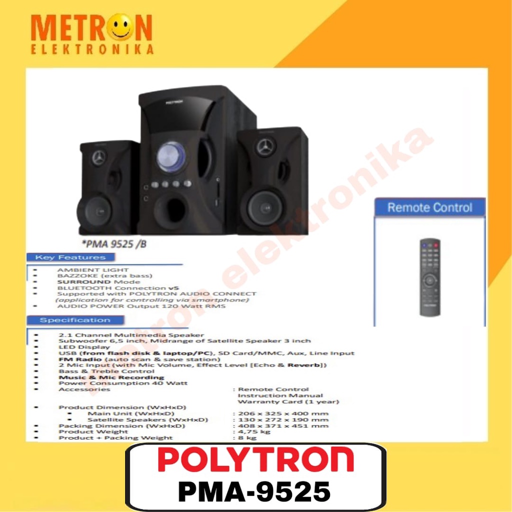 POLYTRON PMA 9525 B - BLACK - MULTIMEDIA SPEAKER + USB