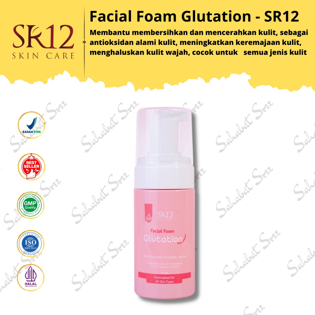 FACIAL FOAM GLUTATION WITH COLLAGEN SR12 / MENCERAHKAN WAJAH / COCOK UNTUK SEMUA JENIS KULIT