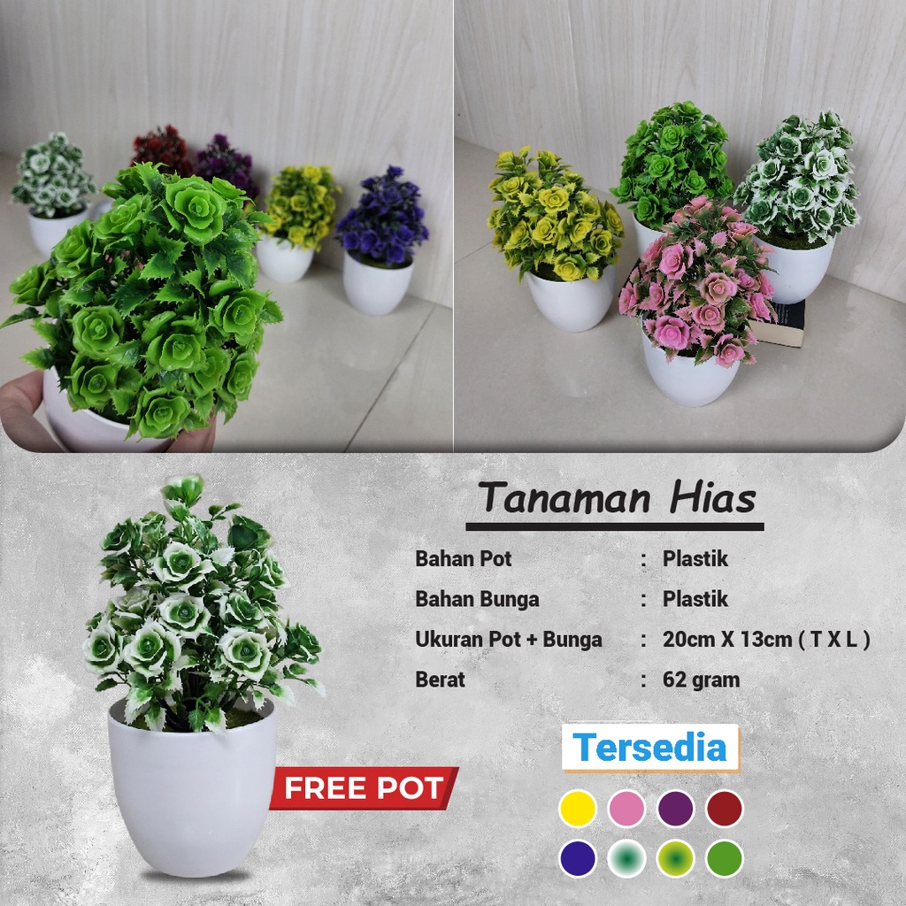 Satu7an PBP28 Tanaman Bunga Plastik Tanaman Hias Bunga Akasia Mawar Hias Bonsai Ornamen Pajangan Dekorasi Rumah Artificial Flower