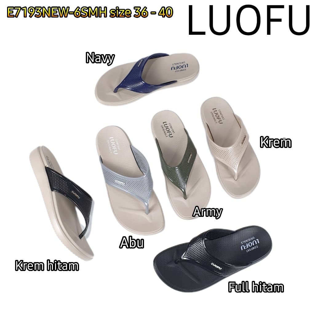 LUOFU ORIGINAL jelly sandal karet empuk murah wanita jepit import cewek E7193NEW-6SMH