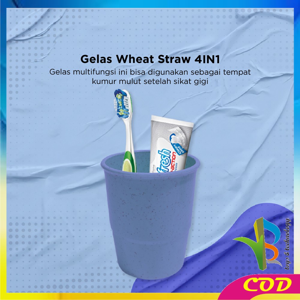 RB-C811 Gelas Wheat Straw 4IN1 / Gelas Cangkir Mug Plastik Jerami Gandum / Gelas Tanpa Gagang Serbaguna