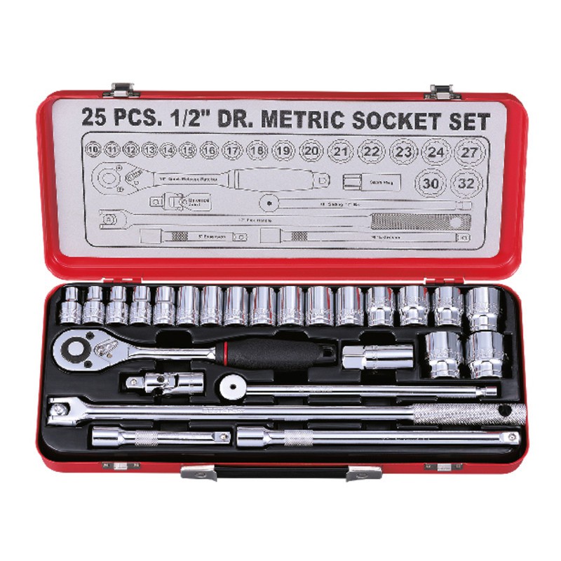 GESTAR/CROSSMAN-Set Kunci Shock 25Pc - 1/2" Drive Socket Set(Metric 12pt) 299-082