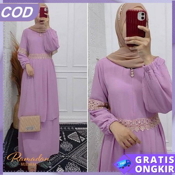 Gamus Perempuan Lebaran2023 Baju Dress Polos Tanggung Ibu Hamil Games Kekinian Bsju Ibu2 Kondangan M