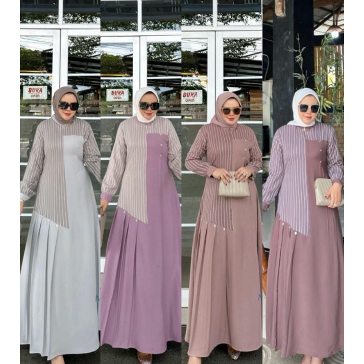 GAMIS MOOZA DRESS ORI ORIGINAL BY MUMTAZ GAMIS WANITA TERMURAH POLOS SALUR ITY CREPE