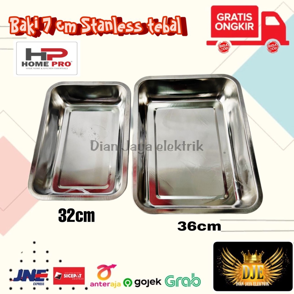 HOMEPRO baking tray nampan segi baki stainless Tinggi 7cm uk 32cm 36cm