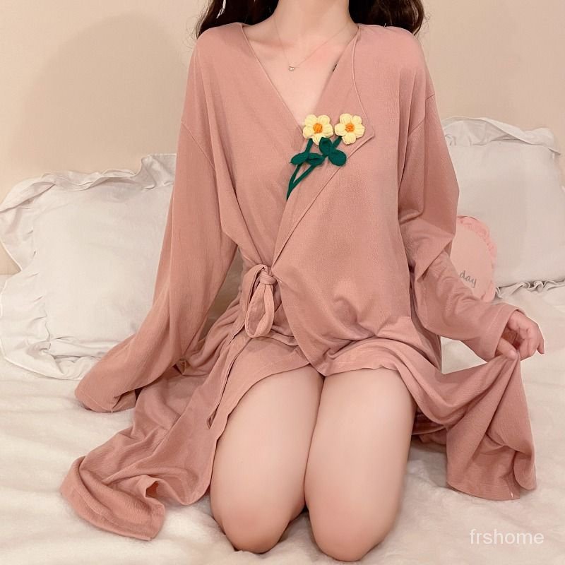 Tali baju tidur anak  perempuan baju tidur Jepang piyama merah muda piyama wanita pakaian santai mode