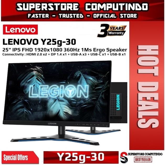 Monitor Lenovo Y25g-30 25&quot; IPS 1080p 360Hz 1Ms HDMI DP USB-C Speaker