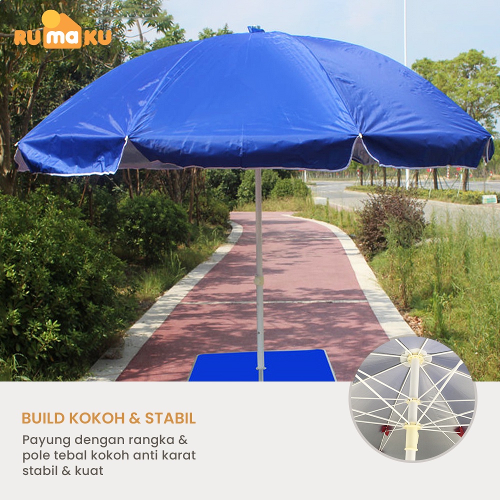 Rumaku Payung Jualan Tenda Lapak 260 cm Dua Lapis Dobel Jari Jumbo Anti UV Anti Angin