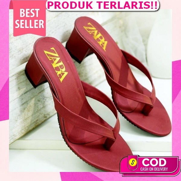 Short Heels 3Cm By Zara Ankle Strap Square Diamond Suede Import High Quality Fashion Shoes Sepatu Wa