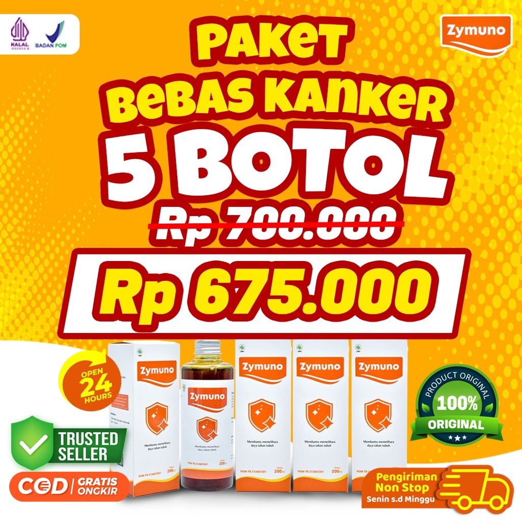 Paket Bebas Kanker 5 Botol Zymuno - Vitamin Herbal Cegah kanker Tingkatkan Daya Tahan Tubuh Imun Jaga Kesehatan Tubuh Cegah Flu Demam Batuk Masalah Pencernaan Bantu Percepat Penyembuhan Penyakit Booster Imun