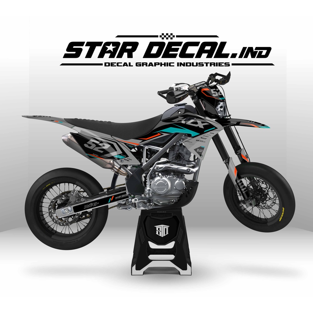 Decal Stiker Motor KLX BF Full Body Hitam Super Glossy