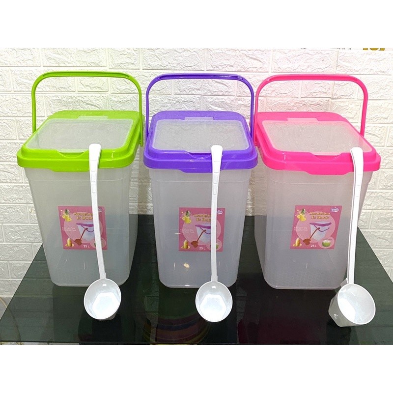 Container Kontainer Es Buah Lovenia 25 Lt + Gayung - Toples Tempat Air Es Plastik