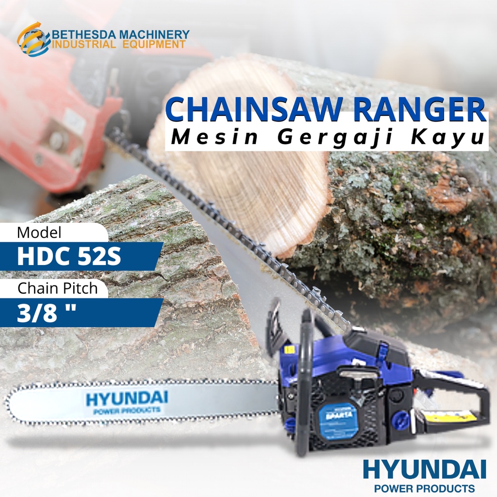 Mesin Chainsaw Gergaji / Mesin Hyundai Pemotong Kayu HDC58S