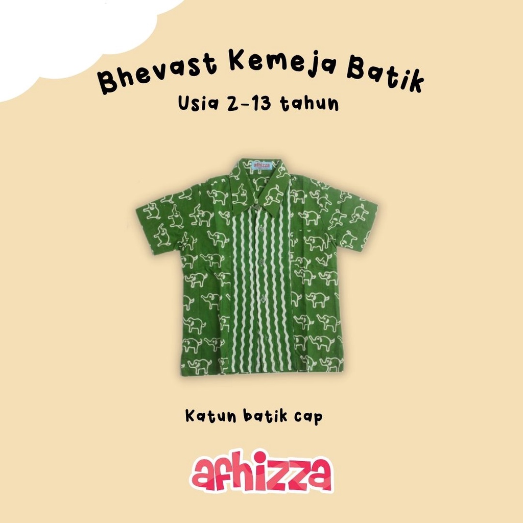 Kemeja Batik Hem Baju Batik Anak Kain Batik Cap Katun Batik Anak Laki Laki Anak Cowok Usia 2-13 Tahu