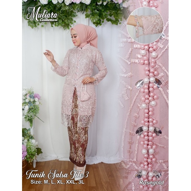 Permata Olshop / Kebaya Tunik Salsa MK / Kebaya Tunik Tulle Busui Payet / Kebaya Wisuda / Kebaya Modern / Kebaya Seragam / Kebaya Pesta / Kebaya Jumbo