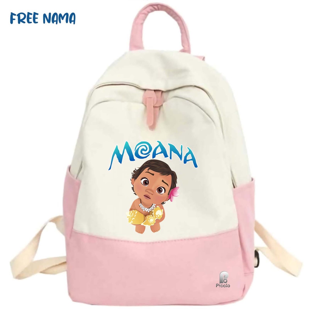 TAS RANSEL BACKPACK ANAK SEKOLAH MOTIF KARAKTER DISNEY MOANA (FREE NAMA)