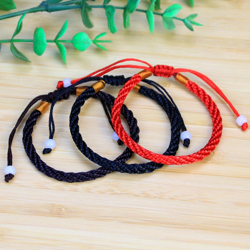 1pc Gelang Tali Handmade Warna Merah Untuk Pasangan