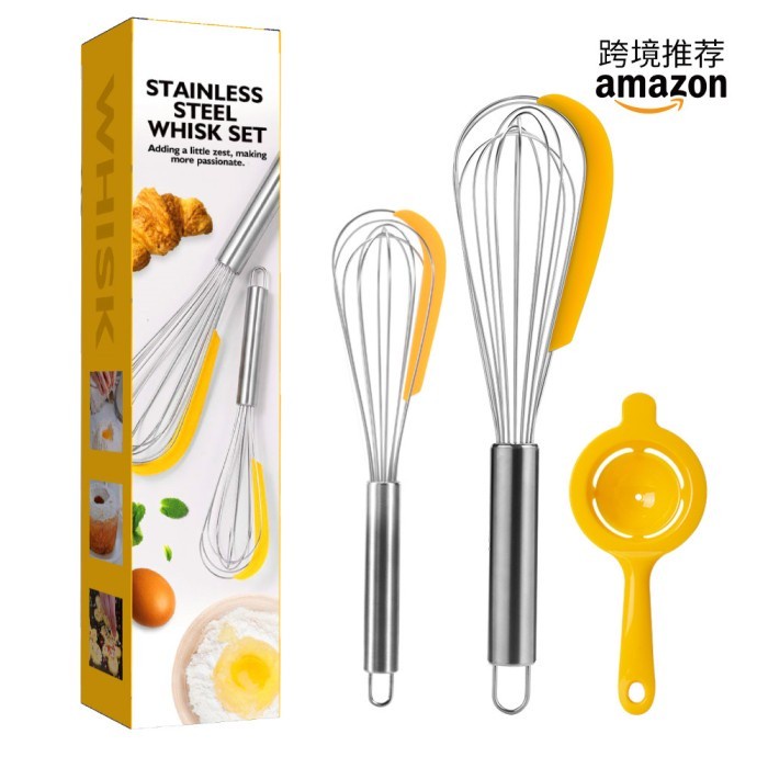 Whisk Whisker Spatula Set + Free Egg Separator/ Whisk Set Stainless
