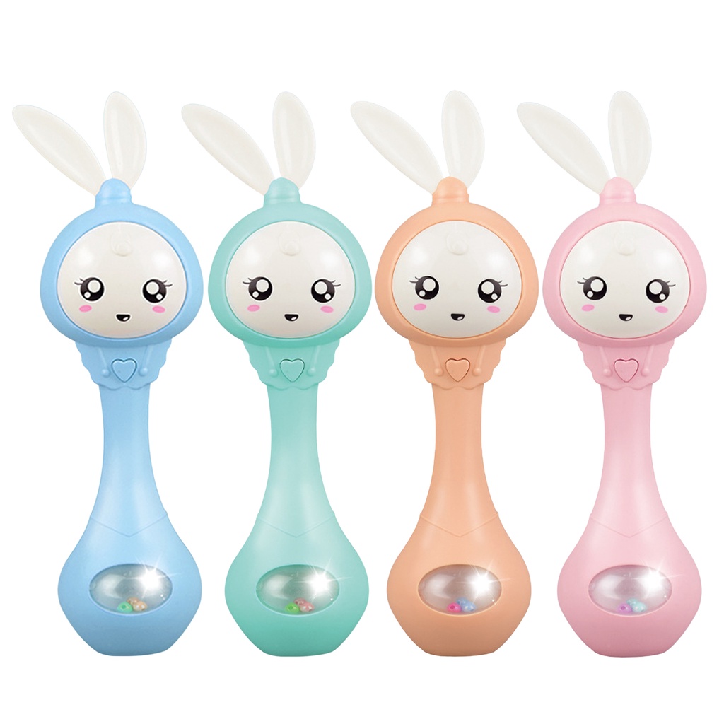 Baby rattle teether with light and sound