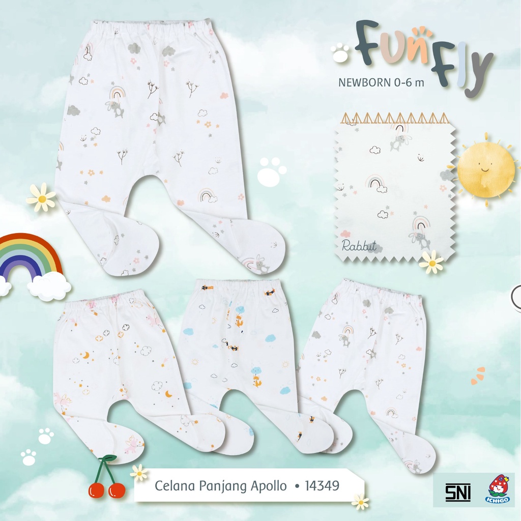 Ichigo Stelan Pendek Celana Tutup Kaki Putih Fun Fly (3 Pcs) IC-SPDTKP/3