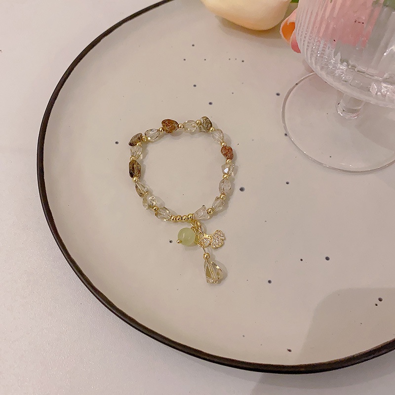 Gelang Daun Berlian Kristal Mewah Perhiasan Tangan Opal Super Lucu