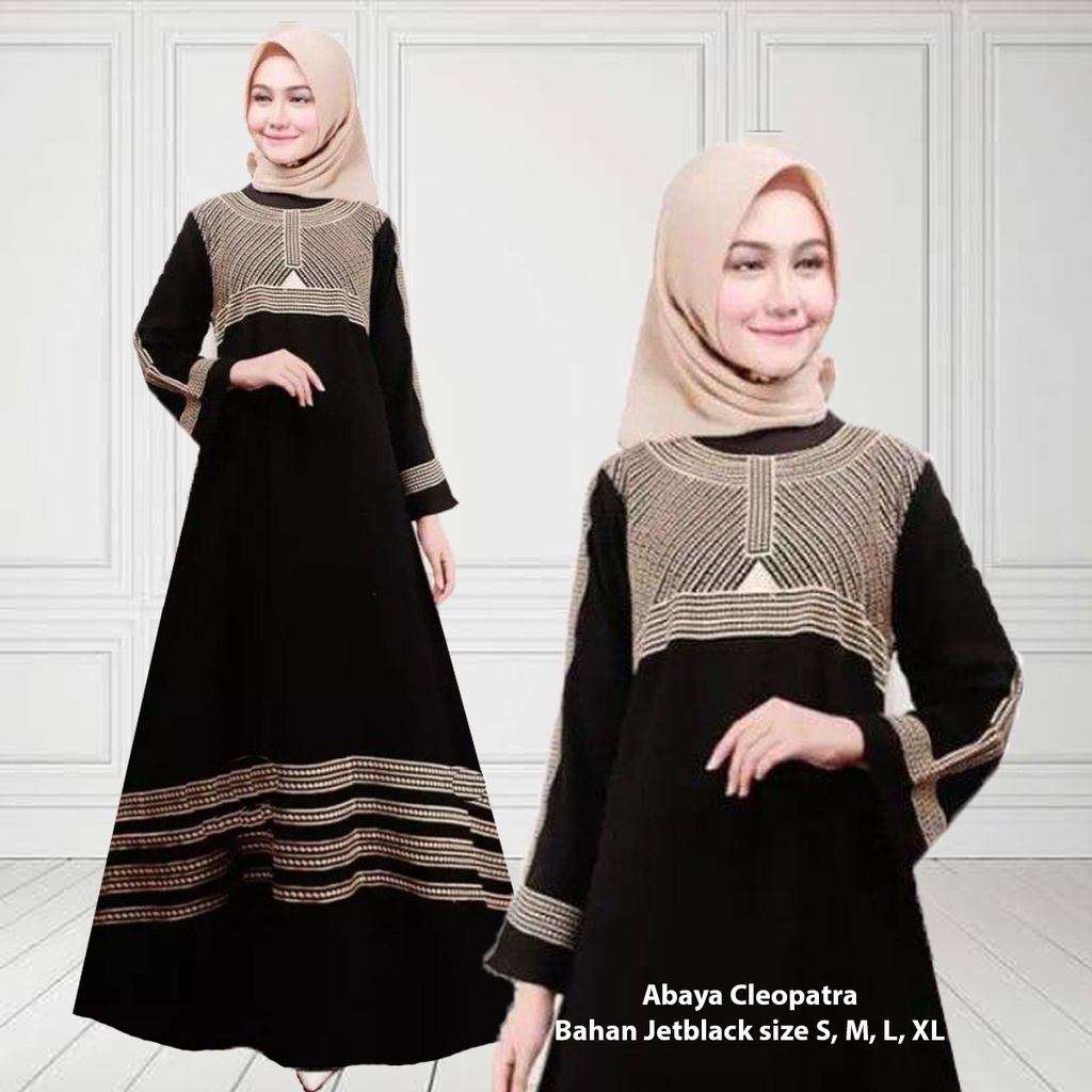 Baju Abaya Dubai Hitam Bordir Mewah Jumbo Set Pashmina Hijab Jilbab Mumtaz Busui Resleting Depan By 